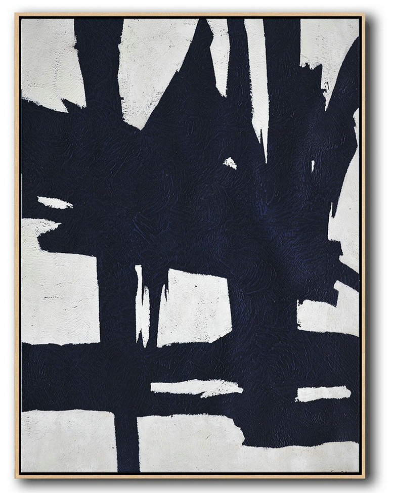 Extra Large Painting,Buy Hand Painted Navy Blue Abstract Painting Online,Original Art Acrylic Painting